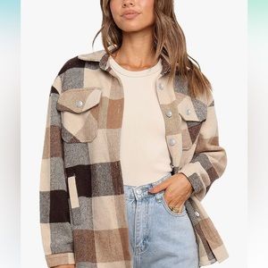 Plaid fall button-down shacket, XL